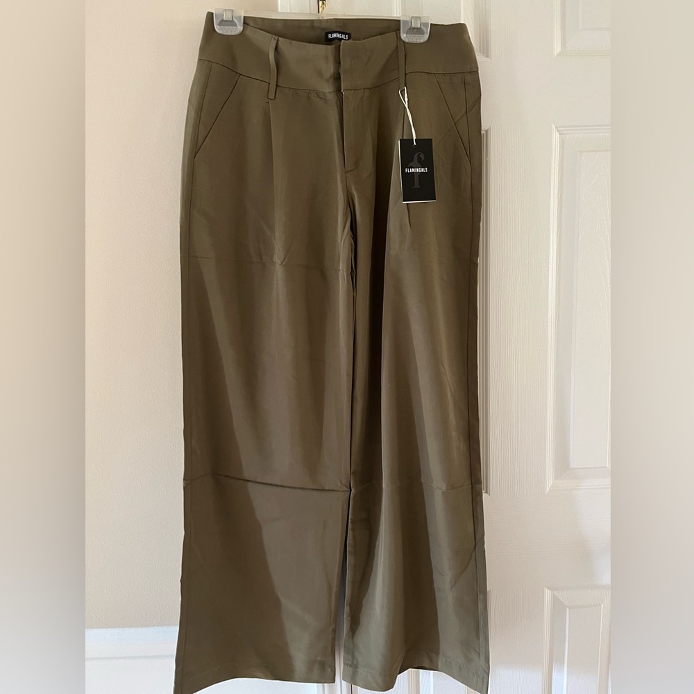 FLAXMILL Olive Wide-Leg Women's Pants